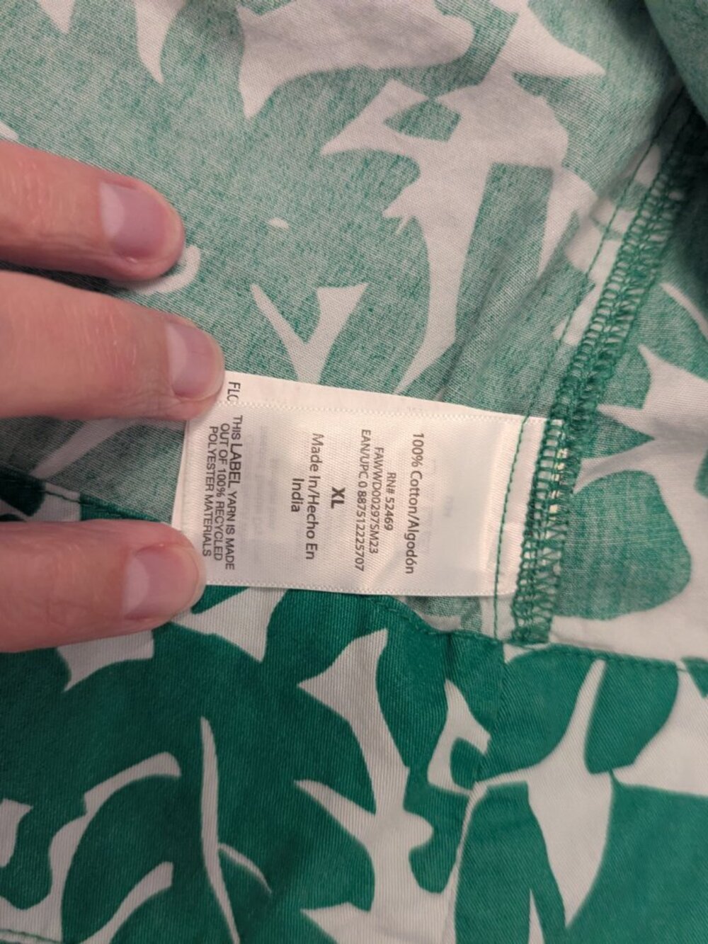 Chic Green and White Tropical Print POCKETS Safari Look Dress Free Assembly XL - Picture 3 of 10